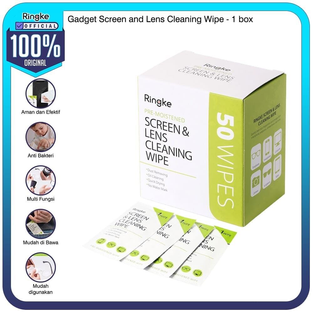 Ringke Gadget Screen and Lens Cleaning Wipe 1 box Pembersih Layar