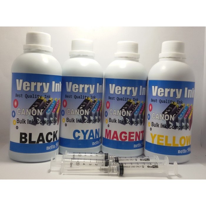 

[Baru] Tinta Refill / Isi Ulang Canon 500Ml Verry Ink 1 Paket 4 Warna Berkualitas