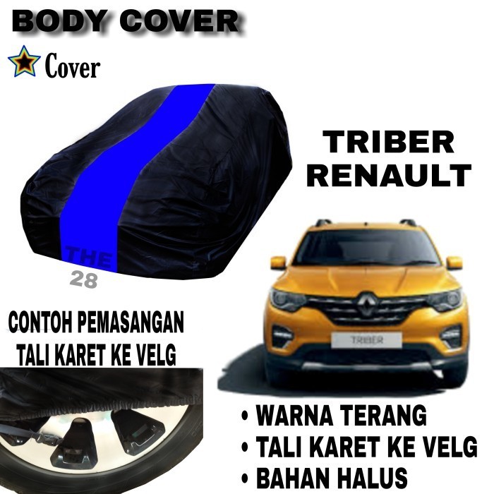 [New] Sarung Mobil Triber Renault Single Biru Body Cover Renault Triber Limited