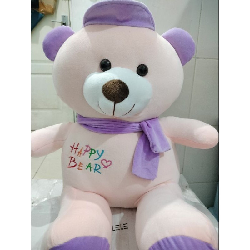 Boneka capit beruang besar bertopi lucu
