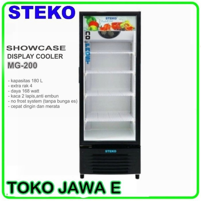 [Baru] Mesin Pendingin Showcase Steko Mg 200 4 Rak - No Frost Tanpa Bunga Es Terbatas