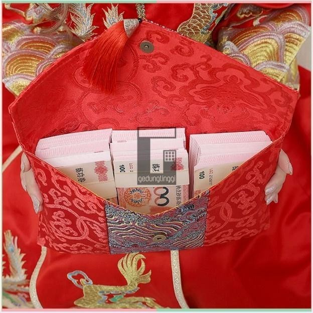 

Dompet Amplop Angpao Angpau Ampau Ampao Hongbao Kain Kertas Merah Emas