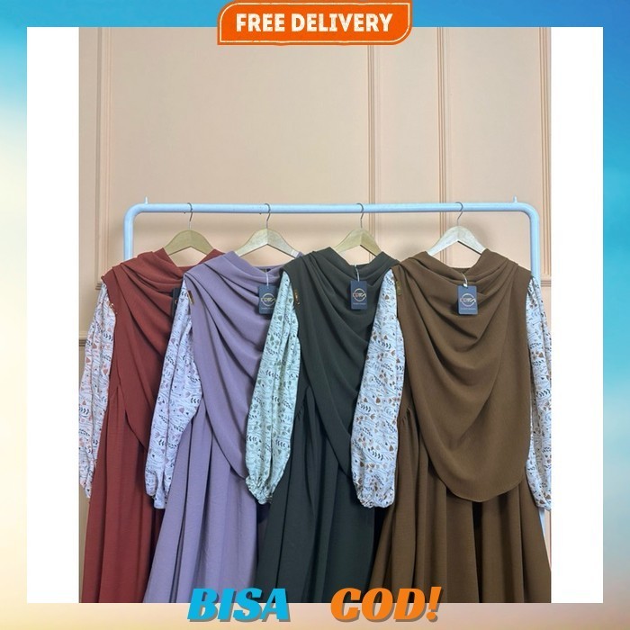Cod✔️ Terbaru Gamis Abaya Turkey Busui/ Abaya Arab Hitam Jenna Jersey Mix Ceruti Bordir Mote Swarosk