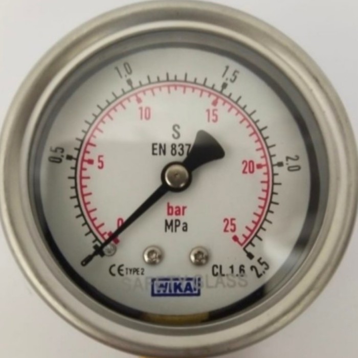 ✨COD Wika Pressure Gauge 25 Inch Range 0-25 Bar 1/4 Npt Ss Diskon