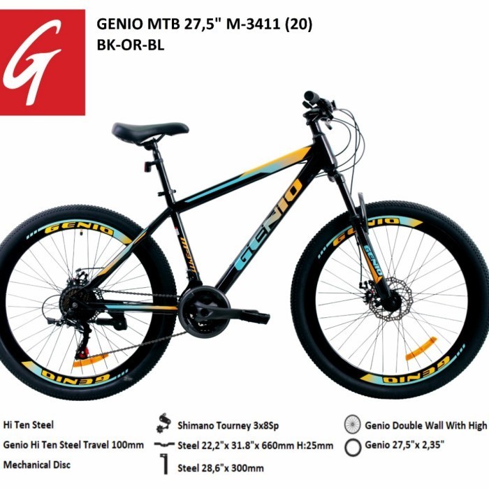 Terbaru Sepeda Gunung - Mtb Bike Genio M3411 3X8 Speed Shimano Promo Terlaris