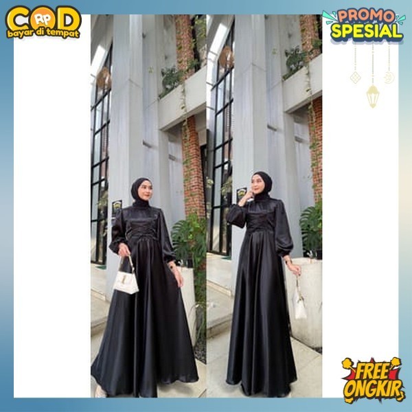 Dress Gamia Elegan Maxi Trend Bu Gamis Jumbo Cantik Kekinian Size Standard Pakaian Muslim 2024 Lebar