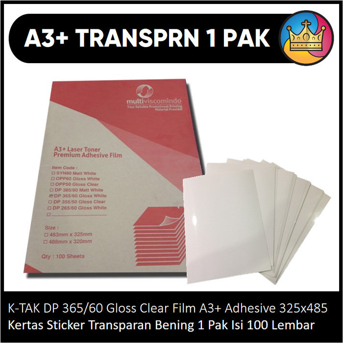 

Bahan A3+ Sticker Stiker Transparan K-Tak Gloss Clear Film Adhesive