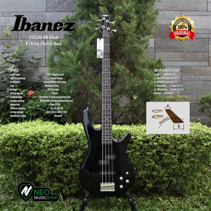 PROMO IBANEZ GSR200-BK 4STRING ELECTRIC BASS GUITAR ORIGINAL #ORIGINAL