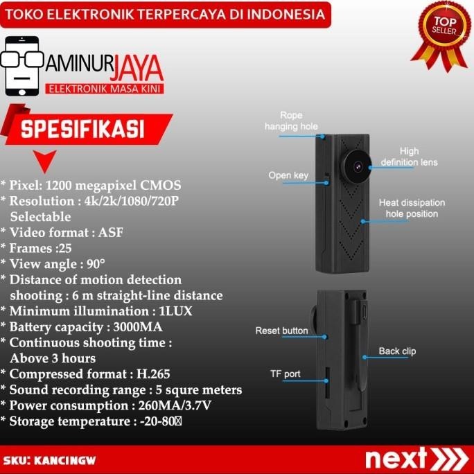 Baru KAMERA SPY CAMKANCING WIFI 4K CAM CAMERA MINI TERSEMBUNYI KANCING BAJU