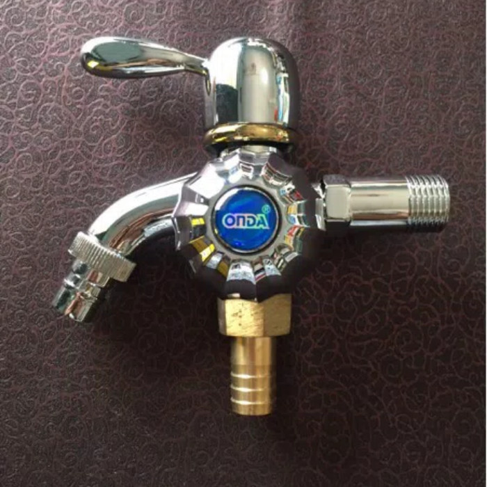 Kran Cabang Onda Plus Sambungan Kuningan Mesin Cuci/Kran Air Doubble Best