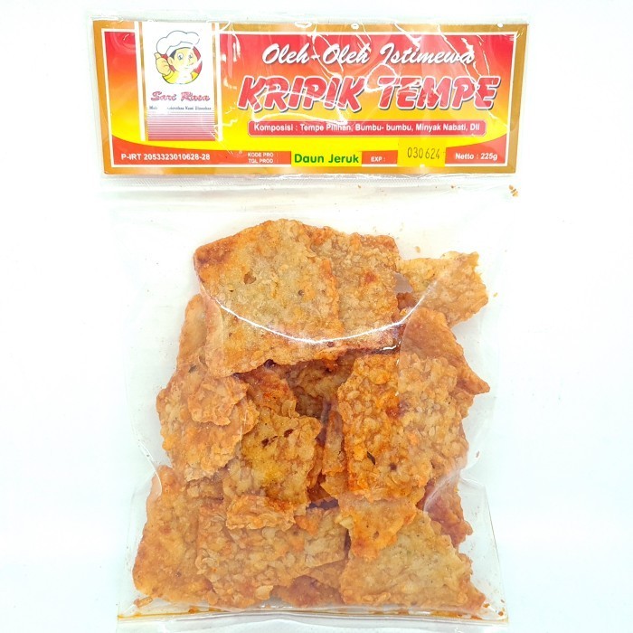 

((((()paling dicari] SARI RASA KERIPIK TEMPE DAUN JERUK 225gr KRIPIK CAMILAN RENYAH