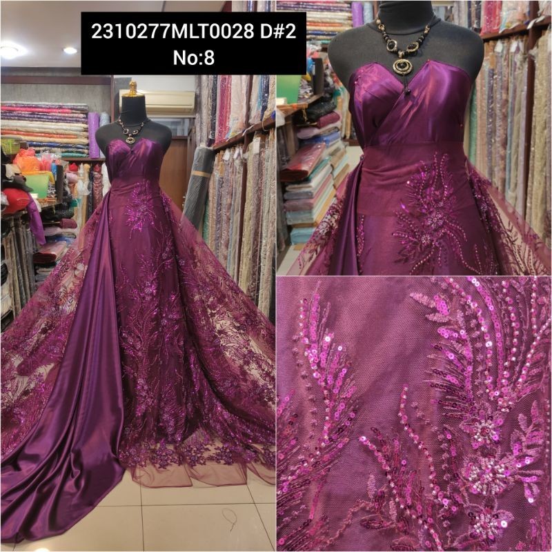 kain Tile Brokat Bunga 3D payet 2310277MLT0028D#2 No:08