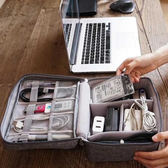Tas Gadget Travel Pouch Organizer Bag Tas Perkakas Elektronik