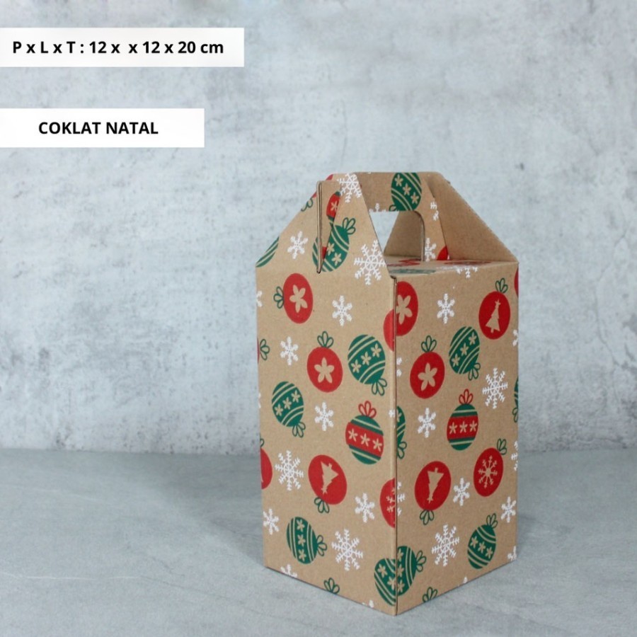 

10 Pcs Dus Jinjing Box isi 3 Toples 250 gr Coklat Natal 2 uk 12 x 12 x 20 cm