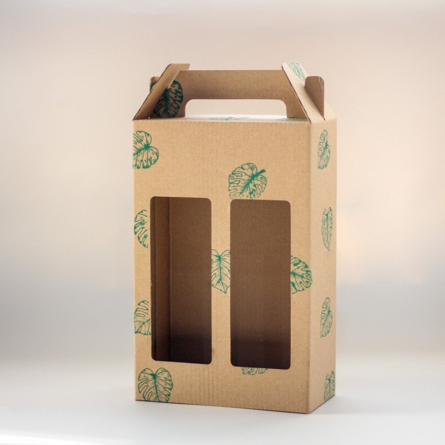 

10 Pcs Dus Jinjing Box isi 2 botol 500ml Coklat Daun uk 15 x 7.5 x 23 cm