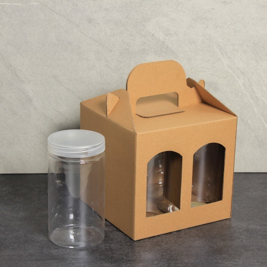 

10 Pcs Dus Jinjing isi 4 Toples Jar Box Coklat Polos uk 19.5 x 19.5 x 18.3 cm