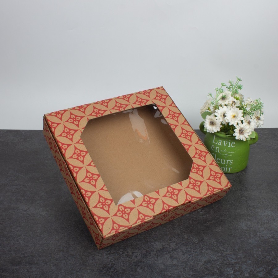 

10 Pcs Kardus Die Cut Cake Box Kotak Kue Coklat Batik size 25.5 x 25 x 5 cm