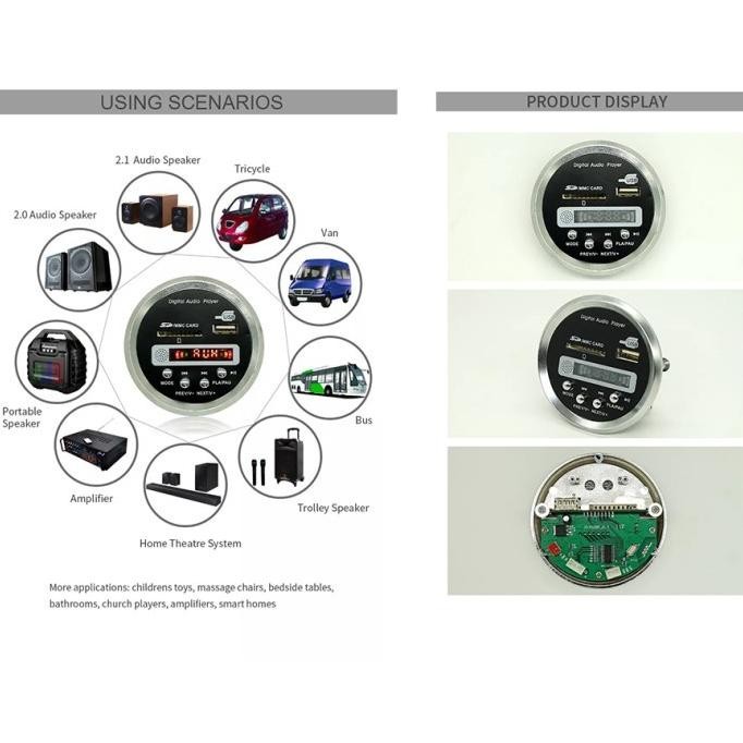 New Modul Mp3 Bluetooth 5V - 12V D122 Model Bulat Bayar Ditempat