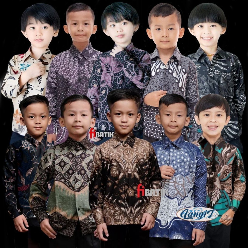 KEMEJA BATIK ANAK COWOK BAJU BATIK ANAK LENGAN PANJANG UMUR 2-13 TAHUN