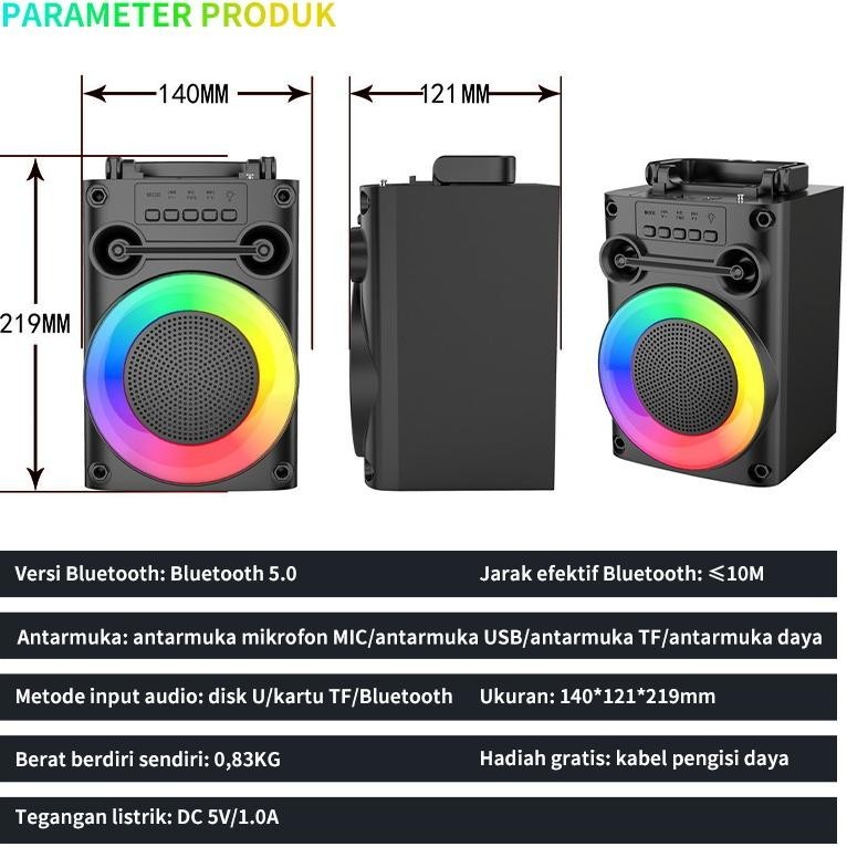 Gratis Ongkir Pro BassSpeaker Bluetooth Karaoke Polytron Besar Super Bass Mini Protable Wireless Tan