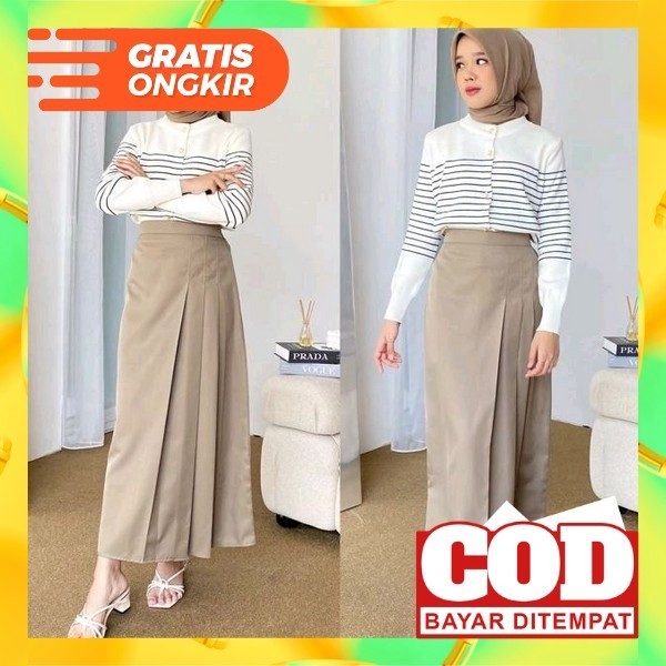 (Cod) Rok Cargo Rok Jeans Panjang Rok Korean Style Rok Span Hitam Rok Jeans Jumbo Rok Span Jeans Rok