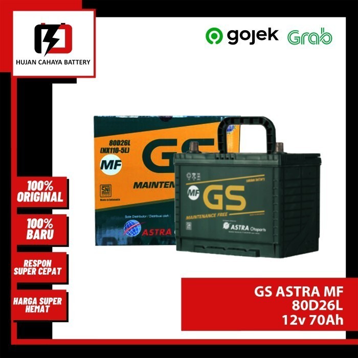 Aki Mobil Gs-Astra Mf 80D26L / 80D26L / 80D26L - Aki Madza Cx-9 Gratis Ongkir