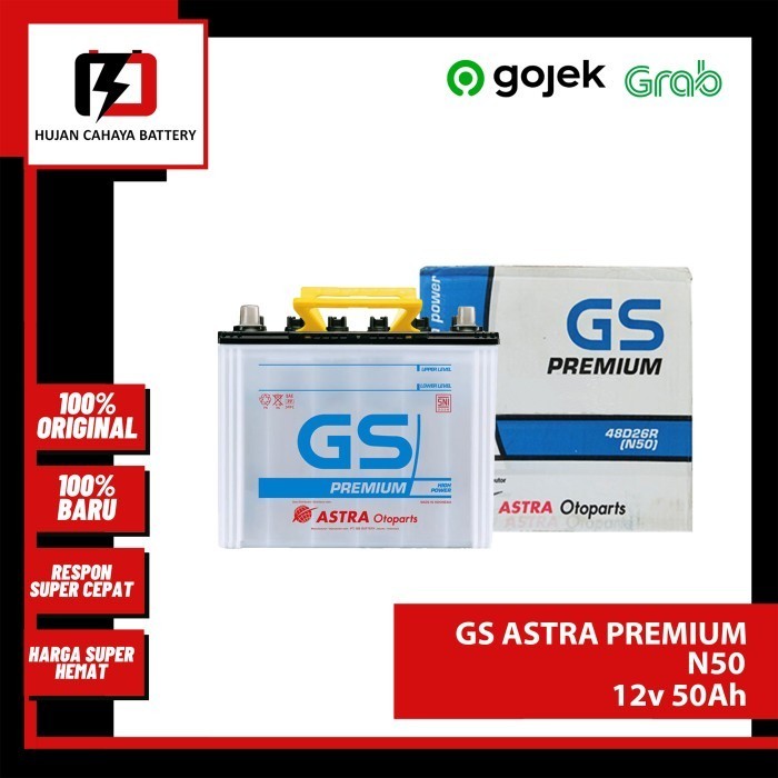 Aki Mobil Gs-A Premium N50/ N-50 /N 50- Aki Nissan Terrano (1996-2006) Gratis Ongkir