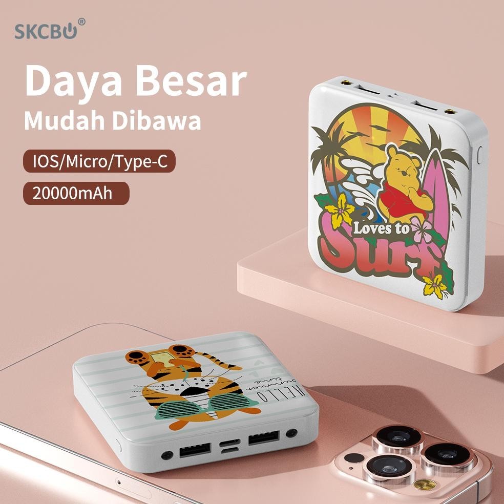 TERLARIS SKCBO Custom Powerbank 20000 mah Dual USB LED Kustom Power Bank UV logo Murah Lucu Mini Ori