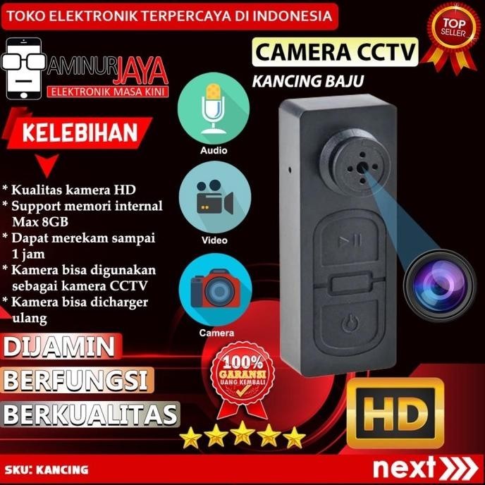 Baru Spy Camera Kancing Baju Hidden Camera Pengintai Mini Tersembunyi Model
