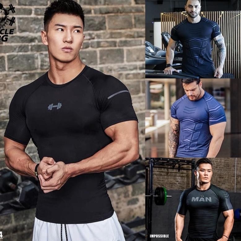 Kaos Gym Pria Kaos Olahraga Pria Kaos Fitness Pria Murah Keren Slimfit Musclefit Kaos Fitness Pria S