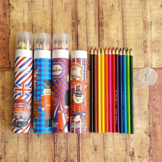 

Special - Pensil Warna Tabung Yalong London Panjang Isi 12 + Rautan - 12 Color ,,