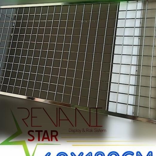 Kawat ram besi crome 120x60cm besi ram dinding chrome gantungan akseses sparepart jaring ram besi