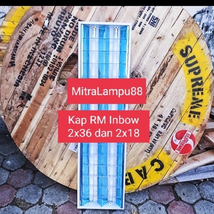 Terbaru Kap Lampu Rm Inbow 2X18/2X8W Housing Tl Neon Led 60Cm Isi 2 Rmi Office Promo Terlaris