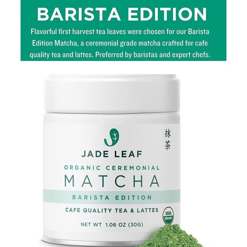 

Jade Leaf Organic Ceremonial Grade Matcha Green Tea Powder Barista ___Malla