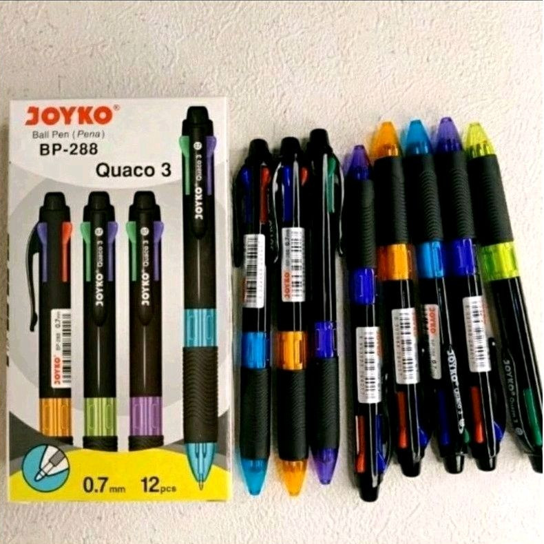 

Pulpen Joyko 4 Warna BP-288 Quaco 3 0,7mm (isi 12 pcs)