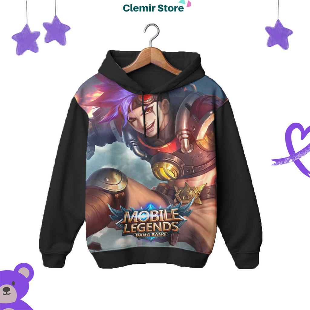 Hoodie Printing 3D Anak Karakter X Borg Fighter Mobile Legend Untuk Usia 1-12 Tahun Unisex Pria Dan 