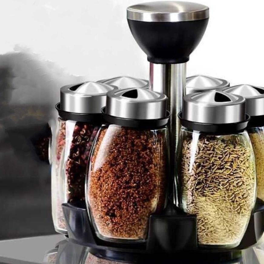 Tempat Botol Bumbu 7in1 Rak Bumbu Putar Tempat Bumbu Dapur Wadah Bumbu Toples Bumbu Putar Tempat Bum