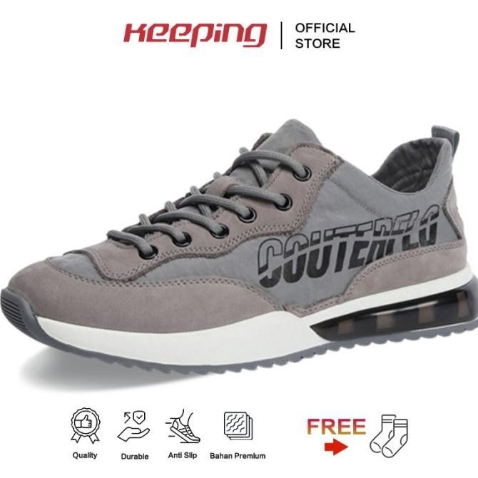 Keeping Sepatu Running Pria Sneakers Abu Sepatu Olahraga Sport KSR601