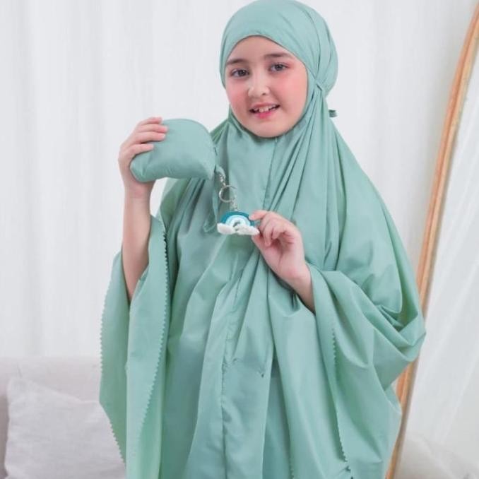 Mukena rainbow traveling mini pouch pelangi anak Tanggung  7-10tahun L