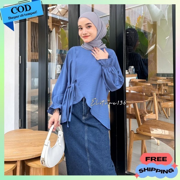 Baju Wanita Jumbo Big Size Pakaian Remaja Kasual Bisa Cod Blues Fashion Dewasa Kmeja Blous Elegan Bl