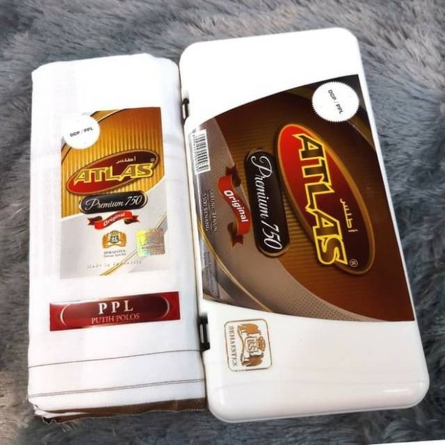 [SYAR'I MINERV] Sarung Atlas Premium 750 Original Putih Polos