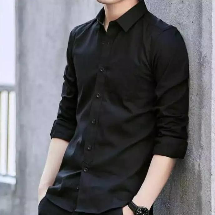 Kemeja Polos Hitam - Kemeja Hitam Polos Lengan Panjang - Kemeja Polos Panjang Import - Kemeja Hitam 