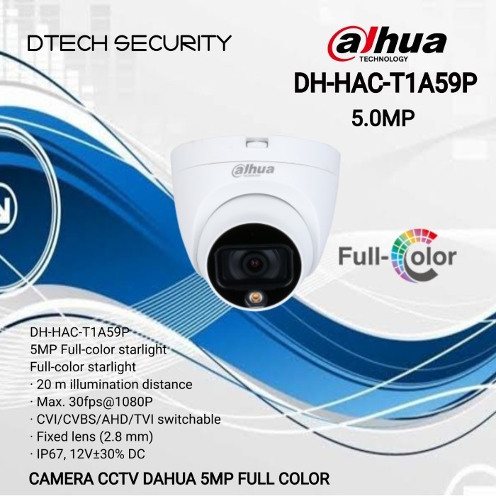 CAMERA CCTV FULL COLOR 5MP DAHUA HAC-T1A59/CAMERA DAHUA 5MP FULL COLOR