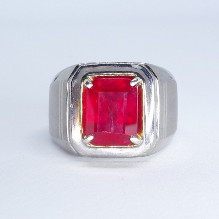 Cincin - Cincin Pria Batu Natural Ruby Corondum
