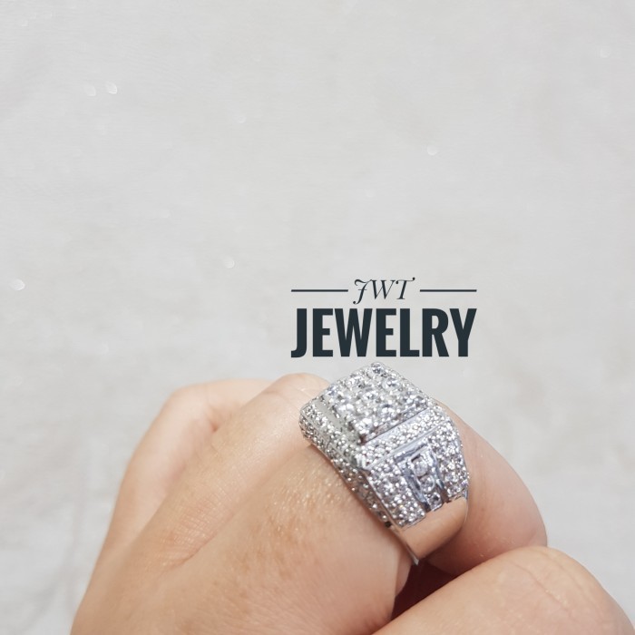 Cincin - Cincin Emas Cowok Pria Model Berlian Mewah Kotak 9 Mata