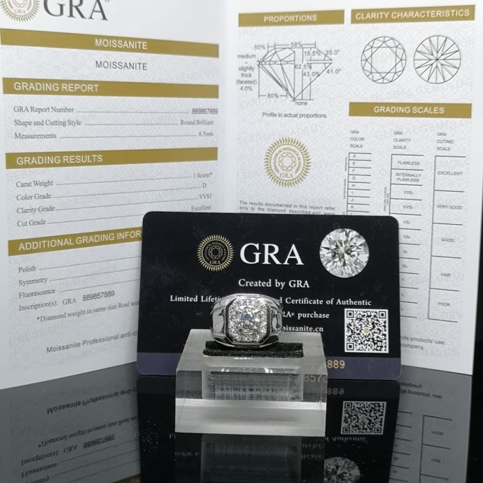 Cincin - Cincin Pria Batu Berlian Moissanite Silver Gold Asli Mewah Original