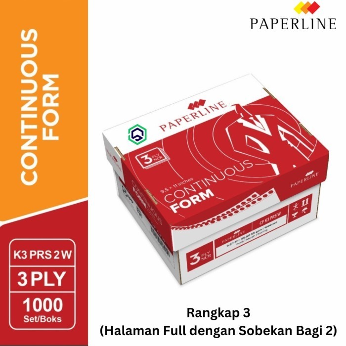

PROMO Continuous Form / Kertas Komputer Paperline 9.5 x11 3ply CF K3 W PRS