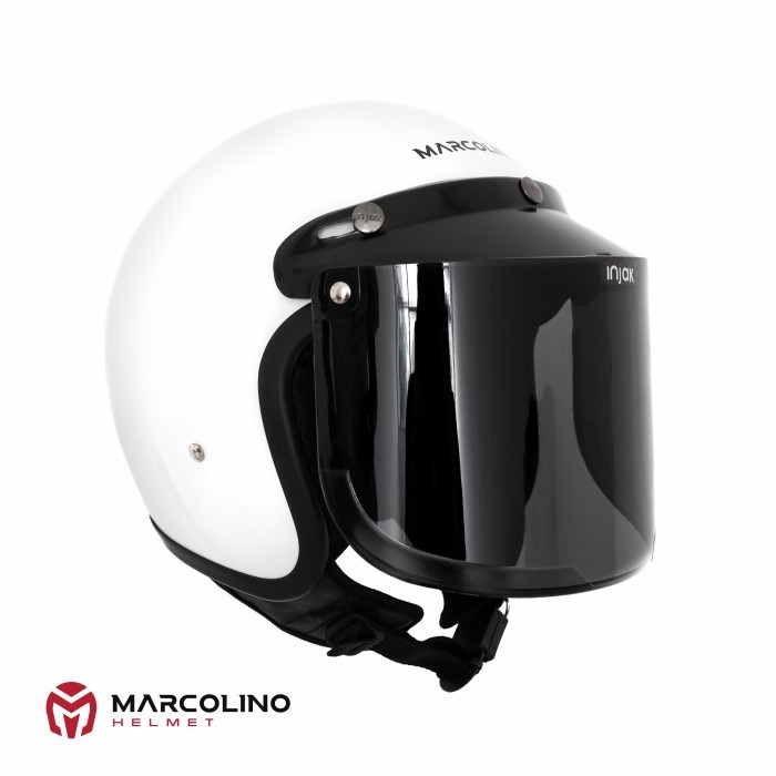 Helm - Helm Bogo Retro Marcolino Putih Glossy Sni Flat Visor