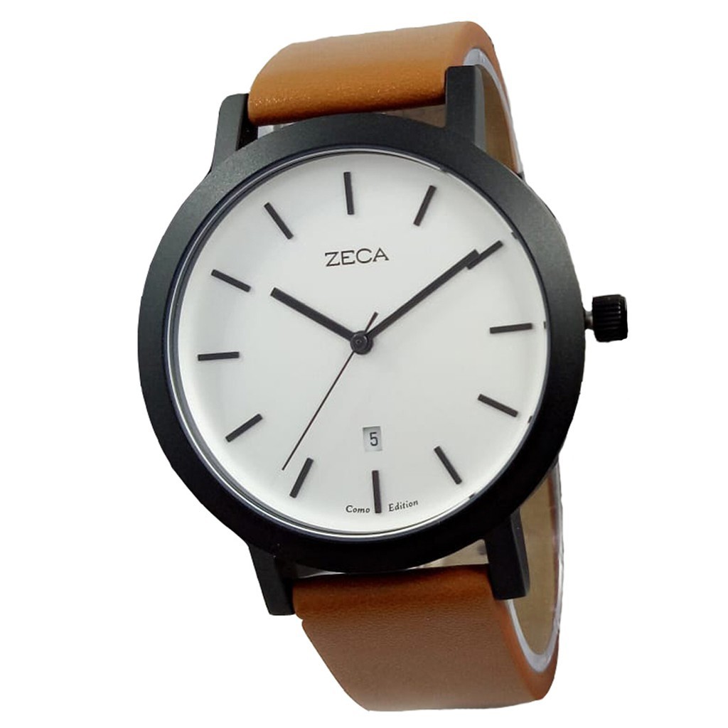 Zeca Jam Tangan Kasual Pria Murah Anti Air 3009 - Tali Kulit - Quartz Analog - Original Watch