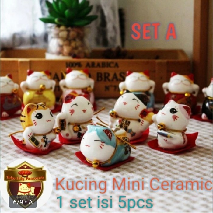 pajangan kucing set/miniatur kucing hoki/pajangan kucing hoki